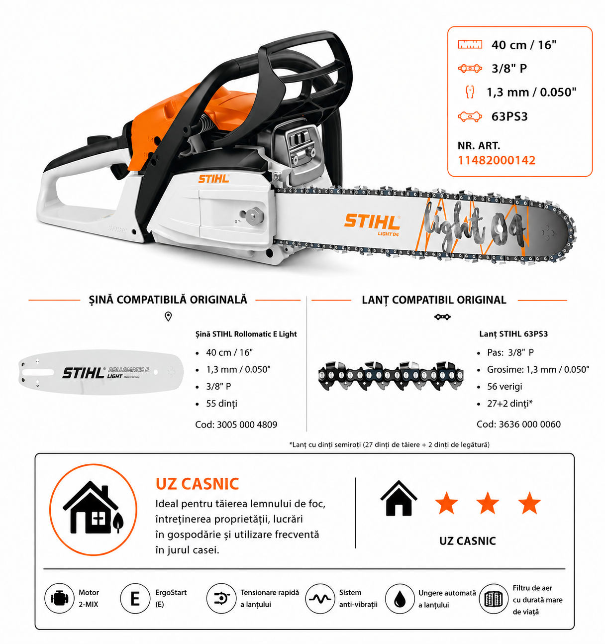 STIHL MS 212 Motoferăstrău STIHL MS 212 40cm 16 63PS3 benzină STIHL MS 212