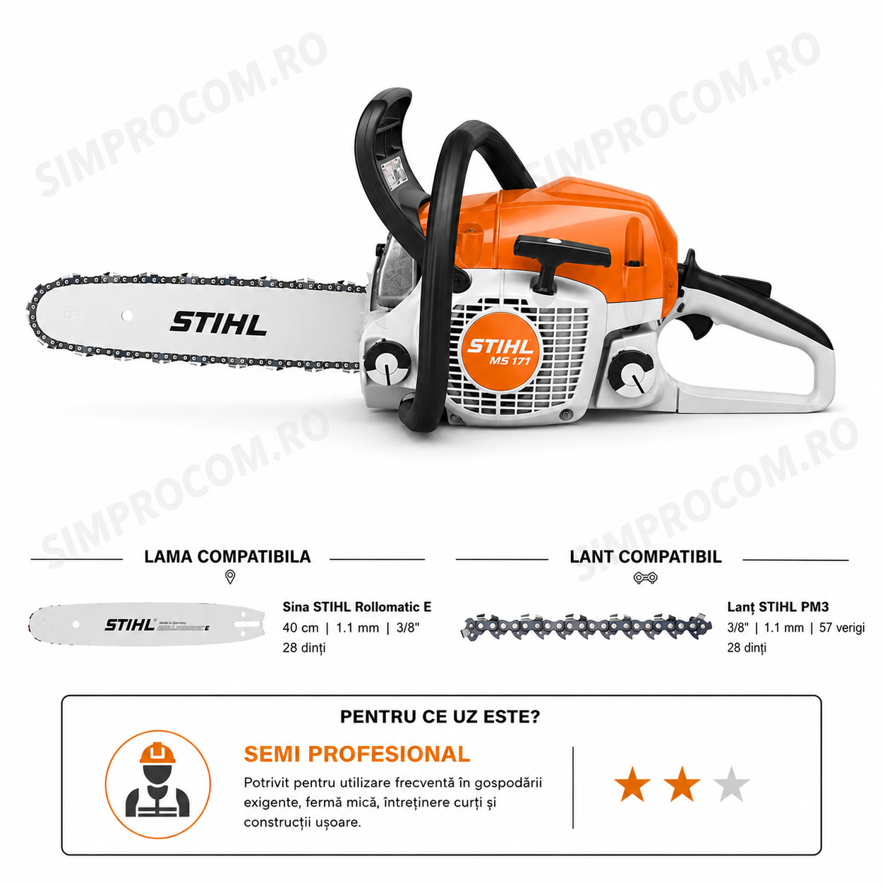 STIHL MS 171 MOTOFERASTRAU STIHL MS 171 40 CM 1.1MM 3/8 STIHL MS 171