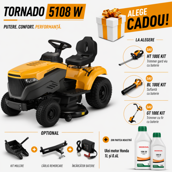 TRACTORAS GAZON STIGA TORNADO 5108 W cu evacuare laterală