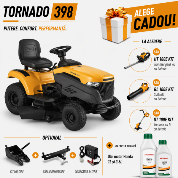 TRACTORAS GAZON STIGA TORNADO 398 cu evacuare laterală