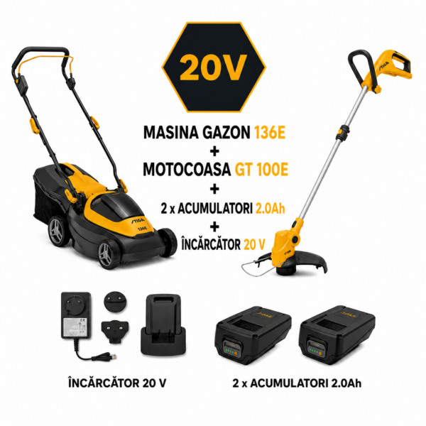 KIT STIGA MASINA GAZON 136 E + MOTOCOASA GT 100 E