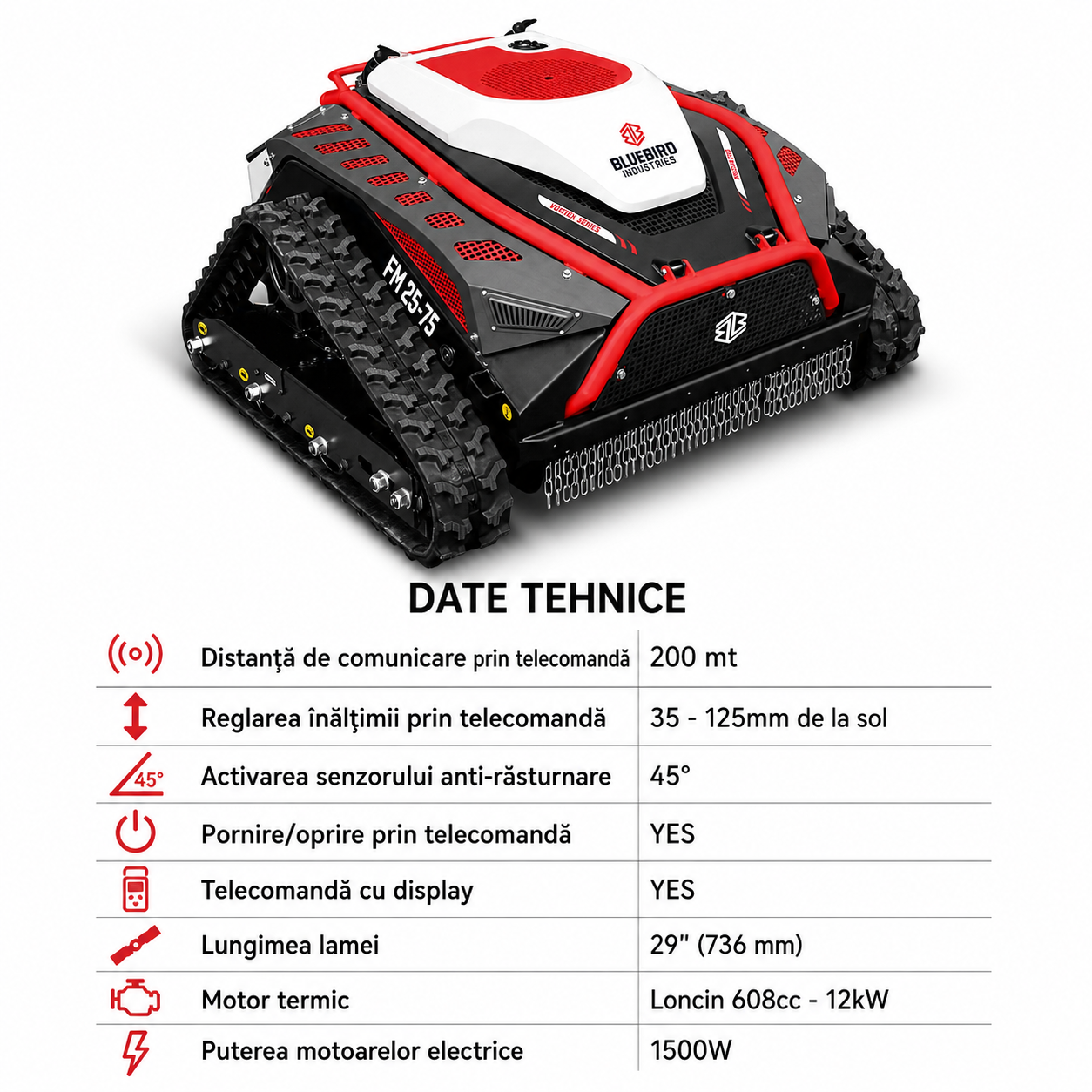 Tocator vegetatie Bluebird FM 25-75- Simprocom