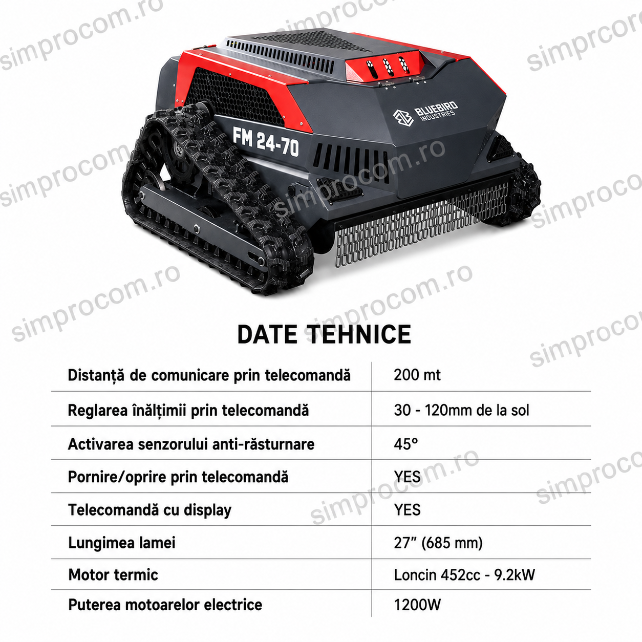 Tocator vegetatie Bluebird FM 24-70 - Simprocom